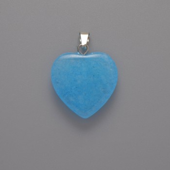 Anhänger Herz Aquamarin, Durchmesser 20×20×6mm ±, Länge 28mm ±