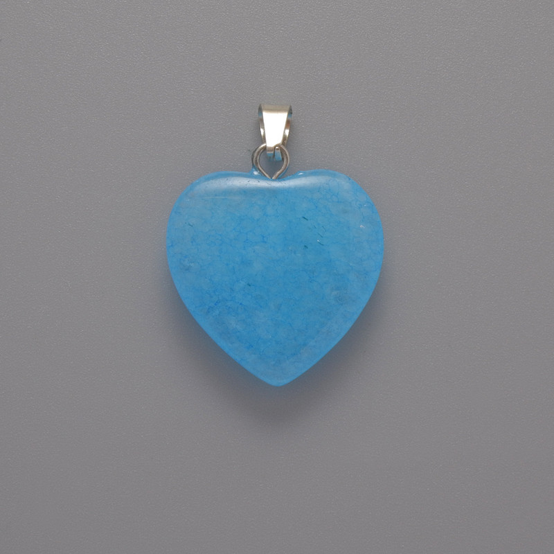 Anhänger Herz Aquamarin, Durchmesser 20×20×6mm ±, Länge 28mm ±