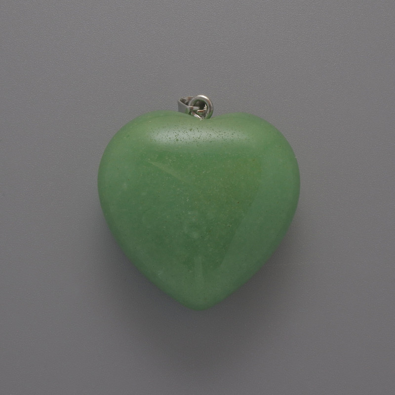 Herz-Anhänger aus Nephrit-Jade, Durchmesser ca. 30×30×12 mm, Länge ca. 36 mm