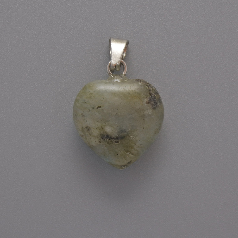 Herz-Anhänger aus Labradorit, Durchmesser 15×15×6 mm, Länge ca. 23 mm
