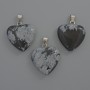 Anhänger Herz aus Schnee-Obsidian, Maße: ca. 20 × 20 × 6 mm, Länge inkl. Öse ca. 28 mm ±