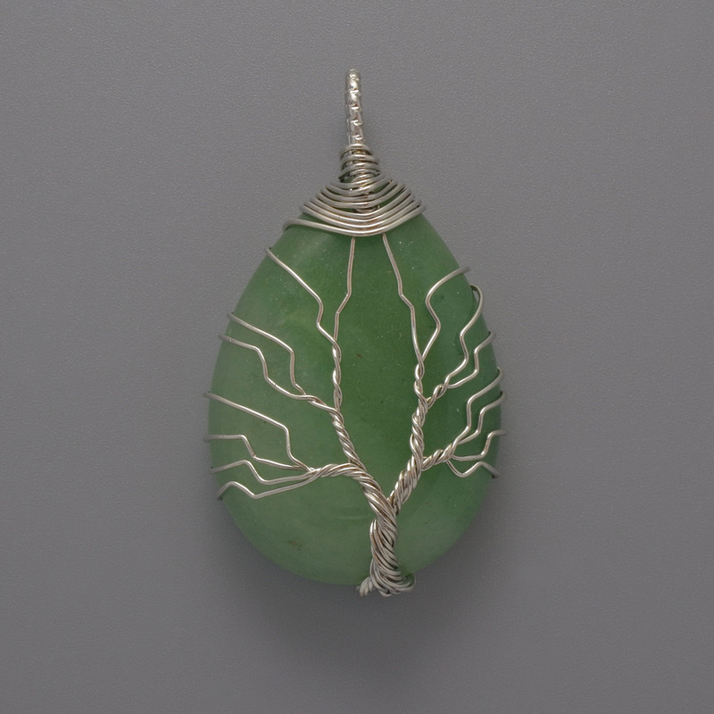 Anhänger Jade im silbernen Geflecht, Durchmesser 44×24×9 mm+