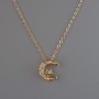 Anhänger 'Mond' an einer Halskette aus goldfarbenem Metall, Durchmesser 13×12 mm, Dicke 1 mm + -, Länge 40–45 cm +