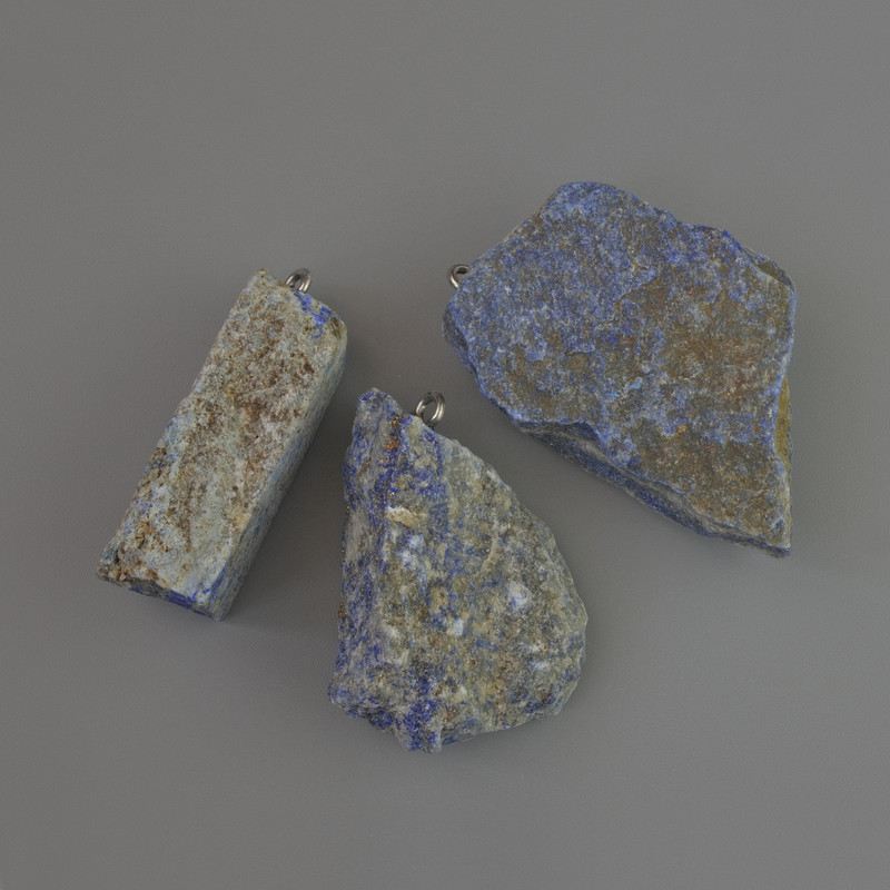 Anhänger Lapislazuli, roher Naturstein, ungearbeitet, Durchmesser 37×14 bis 43×27 mm +/- assortiert