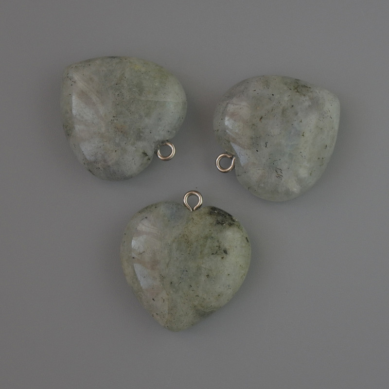 Herz-Anhänger aus Labradorit, Durchmesser 27 × 25 mm+