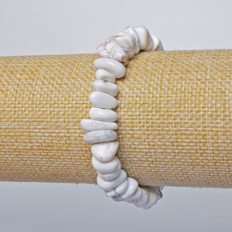 Kaholong-Armband aus natürlichem Stein, glatt geschliffene Steine, Durchmesser ca. 12×5 mm, Länge ca. 18 cm (Elastikarmband)