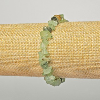 Armband aus Prehnit Naturstein-Chips, Durchmesser 6 × 4 mm, Länge ca. 18 cm +/- (Stretch)