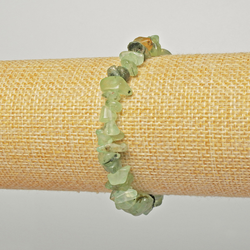 Armband aus Prehnit Naturstein-Chips, Durchmesser 6 × 4 mm, Länge ca. 18 cm +/- (Stretch)