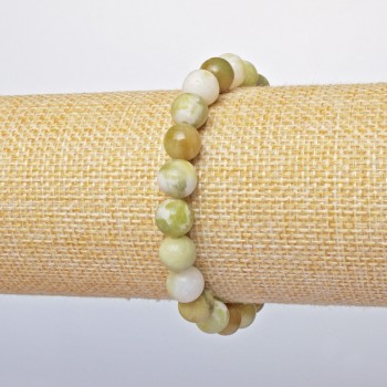 Armband aus gelbem Jadeit (pressierter), glatte Kugeln, Durchmesser ca. 9 mm, Länge ca. 18 cm, Stretcharmband