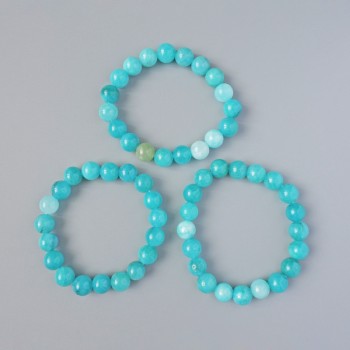 Aquamarin-Armband (gepresste) glatte Kugeln, Durchmesser 10,5 mm, Länge ca. 18 cm, elastisch