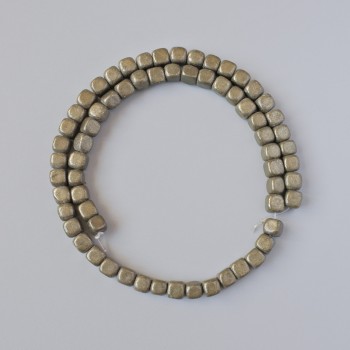 Pyrit-Perlen aus natürlichem Stein, Würfelförmig, Durchmesser 6 mm, Länge 40 cm, auf Faden
