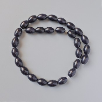 Aventurin-Perlen 'Nacht Kaïra' (synthetisch) oval, Durchmesser 10×14 mm ±, Länge ca. 40 cm ± auf Schnur