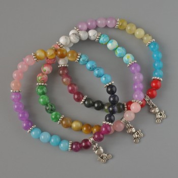 Armband assorti – glatte Kugeln, Ø ca. 6,5 mm, Länge ca. 18 cm, Stretch-Basis mit Metall-Einlagen