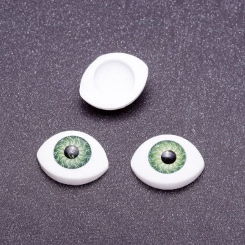 Beschläge „Lebendige Augen“ – Paar, grüne Pupillen, Durchmesser 8 mm, Maße 16 × 12 mm, Verpackung 20 Paare