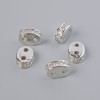 Trennperle für zwei Fäden, weiße Kristalle, silberfarbiger Metall, Durchmesser 8 × 3 mm, ± 1 Stück