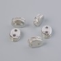 Trennperle für zwei Fäden, weiße Kristalle, silberfarbiger Metall, Durchmesser 8 × 3 mm, ± 1 Stück