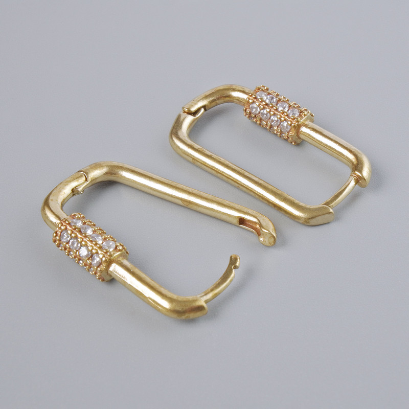 Congo-Ohrhaken für Ohrringe, weiße Strasssteine, dunkelgoldfarbener Metallton, Paar, 21×11 mm