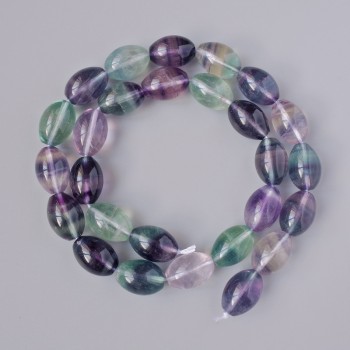Fluorit Naturstein-Perlen oval, Durchmesser 10×14 mm ±, Länge ca. 39 cm ±, auf Faden