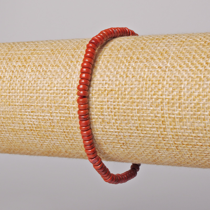 Armband aus rotem Jaspis, glatte Rondell-Perlen, Durchmesser ca. 4×2 mm, Länge ca. 18 cm, Elastikband