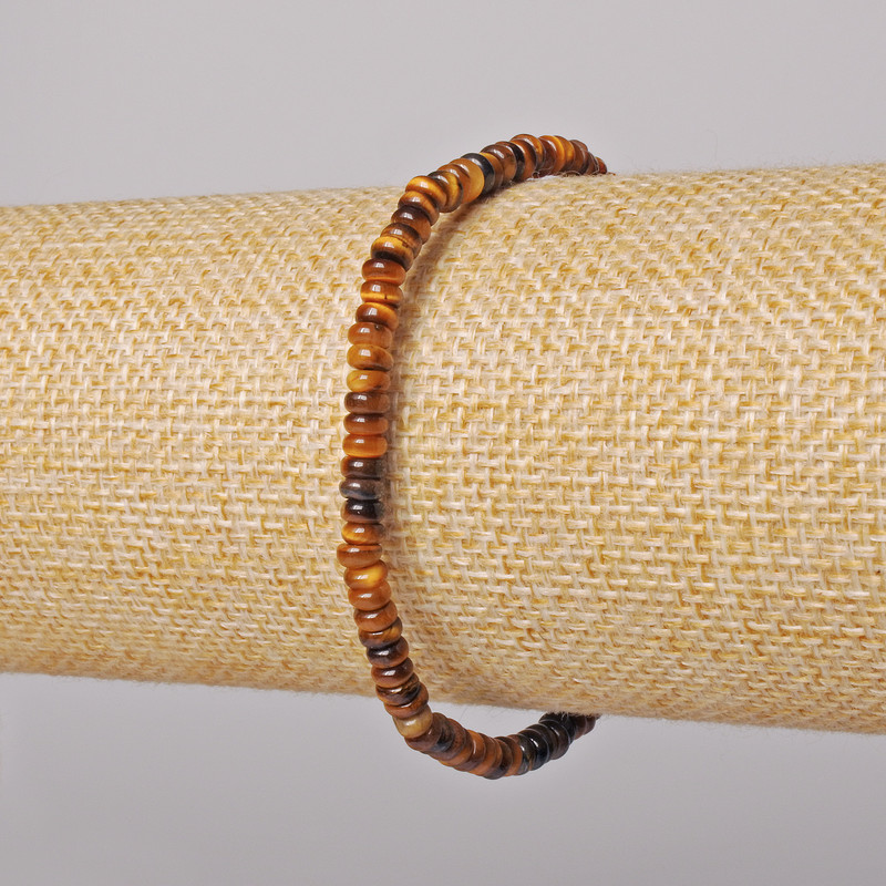 Armband aus Tigerauge – natürlicher, glatter Stein, Durchmesser 4×2 mm, Länge ca. 18 cm (Elastik)