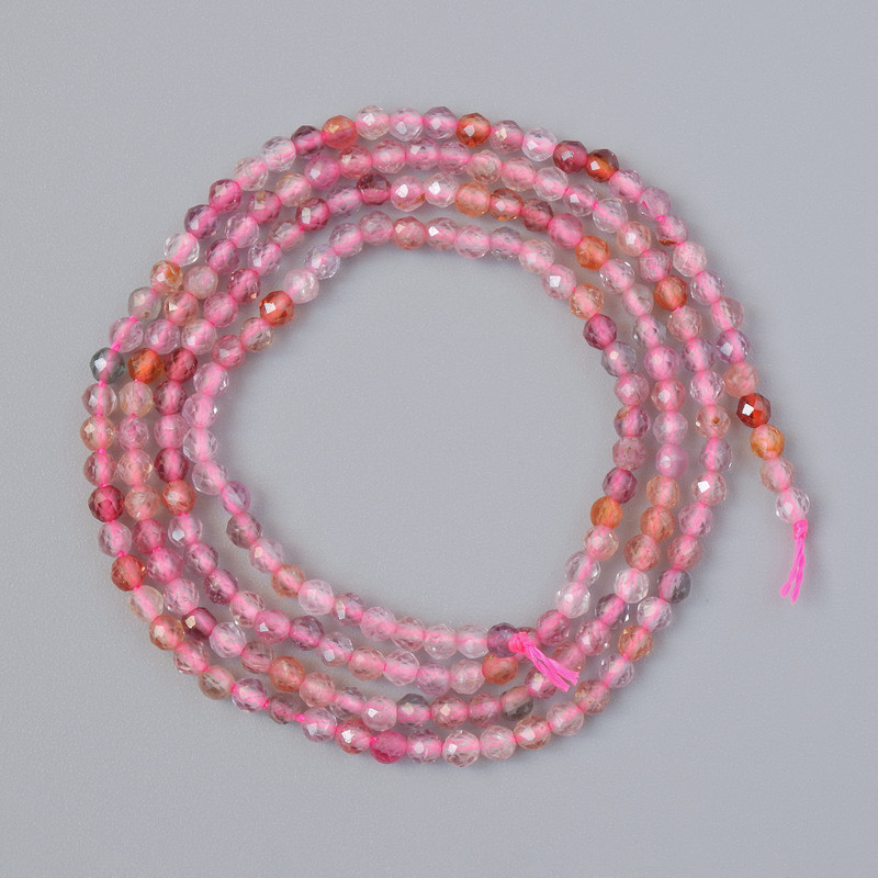 Turmalin-Naturstein-Perlen, facettierte Perle, Durchmesser ca. 2 mm, Länge ca. 39 cm, auf Schnur