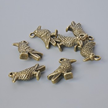 Anhänger „Vogel“, Abmessungen 18 × 13 mm, Lochdurchmesser 1,9 mm, Verpackung 7 Stück ±, bronzenfarbenes Metall
