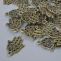 Schmuckzubehör Anhänger 'Hamsa', Durchmesser 21×15 mm, Lochdurchmesser 1,7 mm, Verpackung 24 Stk ±, bronzefarbenes Metall