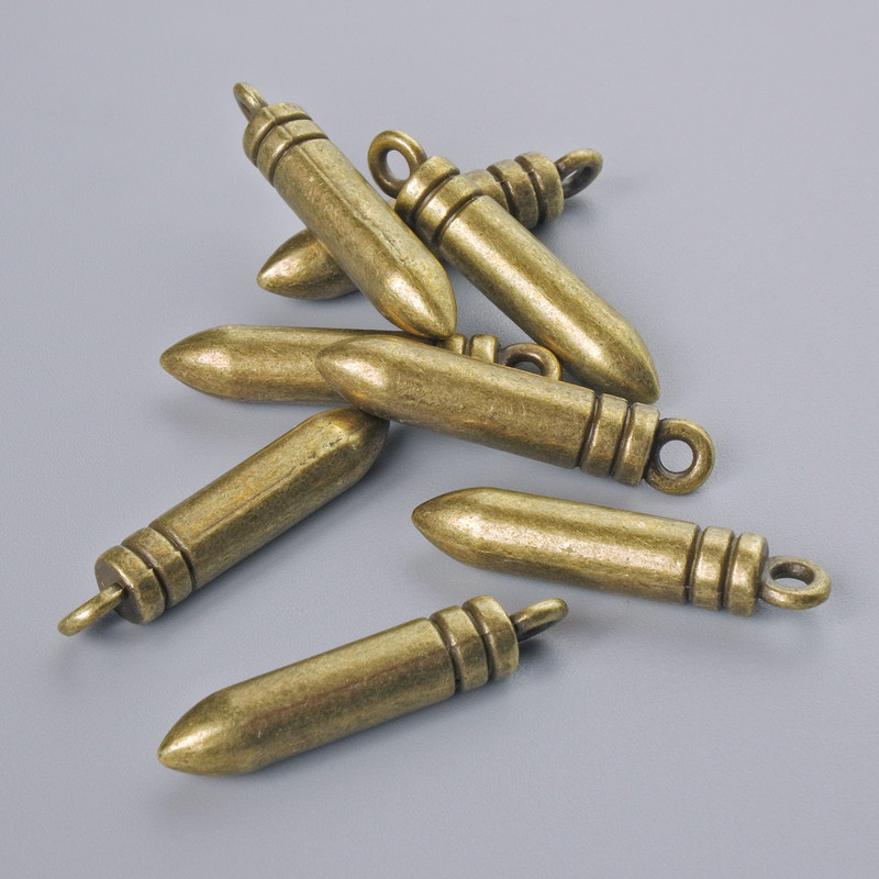 Anhänger 'Kugel', Abmessungen 23,5 × 4,5 mm, Lochdurchmesser 1,7 mm, Verpackung 8 Stück ±, bronzefarbener Metallton