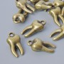 Schmuckzubehör – Anhänger 'Zahn', Abmessungen 15,5 × 7,5 mm, Lochdurchmesser 1,6 mm, Verpackung 15 Stück ±, bronzefarbenes Metall