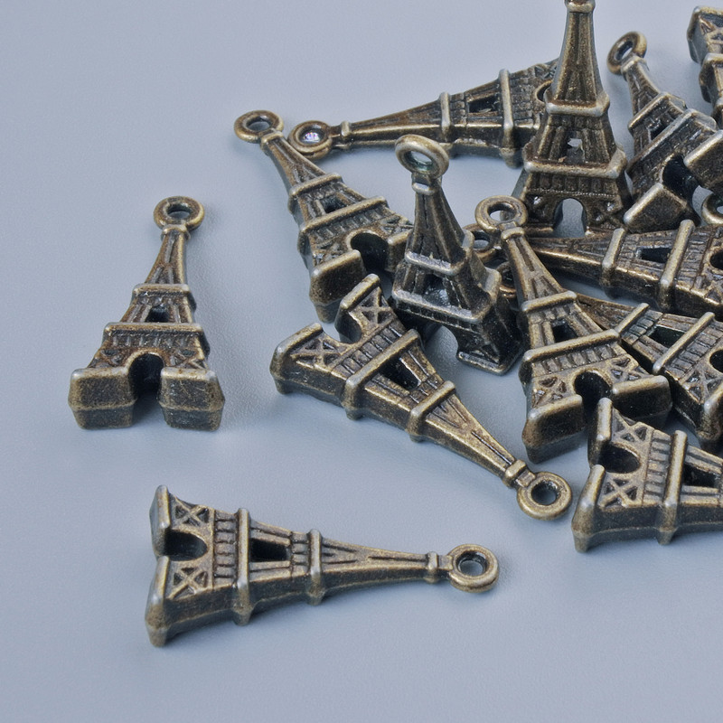 Schmuckzubehör – Anhänger, Ø 26×9 mm, Lochdurchmesser 1,7 mm, Verpackung 13 Stück ±, bronzefarbenes Metall