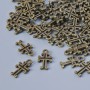 Kreuzanhänger aus bronzefarbenem Metall, Durchmesser 11×6 mm, Lochdurchmesser 1,3 mm, Verpackung ca. 70 Stück ±