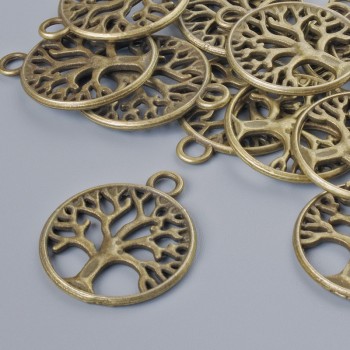 Schmuckzubehör Anhänger „Baum“, Durchmesser 24×20 mm, Lochdurchmesser 2,7 mm, Verpackung 13 Stück ± bronzenfarbener Metallton