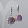 Ohrstecker aus Amethyst, natürlicher Stein, glatte Kugel, Durchmesser ca. 20 mm, Länge ca. 40 mm, mit englischem Verschluss