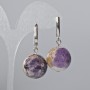 Ohrstecker aus Amethyst, natürlicher Stein, glatte Kugel, Durchmesser ca. 20 mm, Länge ca. 40 mm, mit englischem Verschluss