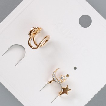 Clip-Ohrring Xuping mit weißen Strasssteinen, Durchmesser 8,5 × 14 mm, 18K Vergoldung
