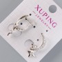 Ohrringe 'Mond und Sterne' Xuping mit weißen Strasssteinen, Durchmesser 24 mm, 5×10 mm, Rhodiumbeschichtung
