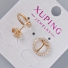Xuping-Ohrstecker mit weißen Strasssteinen, Durchmesser ca. 12 mm, 18K-Vergoldung