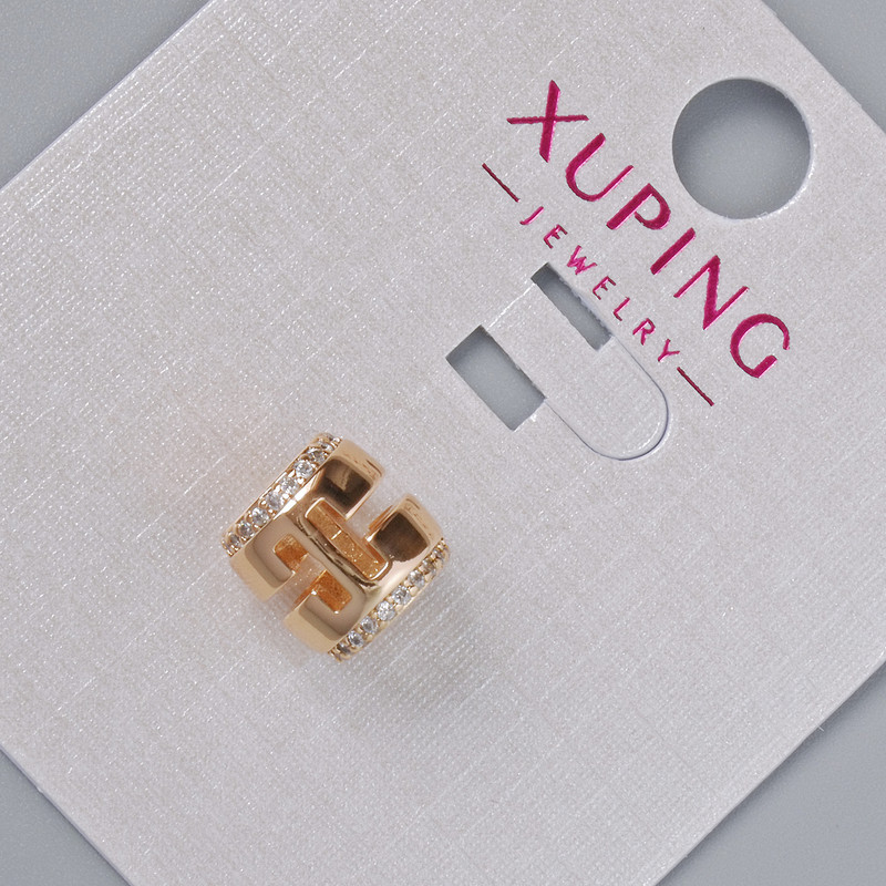 Xuping-Perle mit weißen Strasssteinen, Durchmesser der Perle 8,5×8,5 mm ± Öffnung 4,7 mm ± 18K-Vergoldung