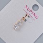 Anhänger Xuping mit weißen Kristallen, Durchmesser ca. 15 × 6 mm, Länge ca. 20 mm, 18K-Vergoldung
