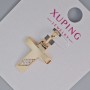 Anhänger Kreuz Xuping mit weißen Strasssteinen, Durchmesser 20×16 mm, Länge ca. 25 mm, 18K-Vergoldung