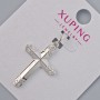 Anhänger 'Kreuz' Xuping mit weißen Strasssteinen, Durchmesser 26,5 × 17,5 mm, Länge 32 mm ± Rhodiumbeschichtung