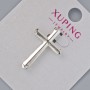 Anhänger Kreuz Xuping rhodiniert mit weißen Strasssteinen, Durchmesser 26 × 17 mm, 5 mm ±, Länge 33 mm ±