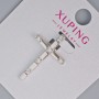 Anhänger „Kreuz“ Xuping mit weißen Strasssteinen, Maße ca. 27 × 16,5 mm, Rhodiumbeschichtung