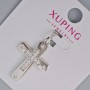 Anhänger 'Kreuz' Xuping mit weißen Strasssteinen, Durchmesser 26×17,5 mm, 5 mm+ -, Länge 31 mm ±, rhodiniert