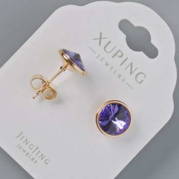 Ohrstecker Xuping mit Swarovski-Kristallen in violett, Durchmesser 10 mm, 18K Vergoldung