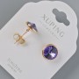 Ohrstecker Xuping mit Swarovski-Kristallen in violett, Durchmesser 10 mm, 18K Vergoldung