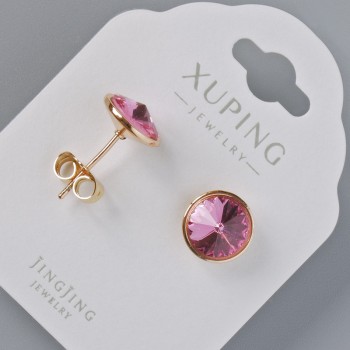 Ohrstecker Xuping mit Swarovski-Kristallen in Rosa, Durchmesser 10 mm, 18K-Vergoldung