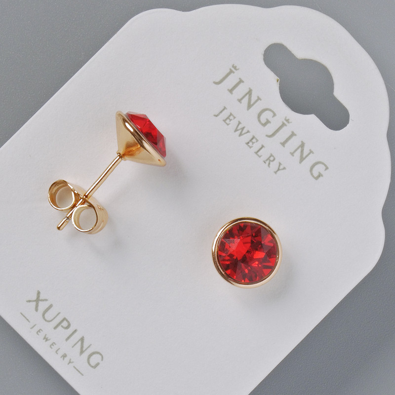 Xuping Ohrstecker mit Swarovski-Kristallen, rot, Durchmesser 9 mm, 18K-Vergoldung