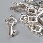 Zubehöranhänger Schlüssel 25×11 mm, verpackt, 12 Stück ±20 g, silberfarbener Metallton