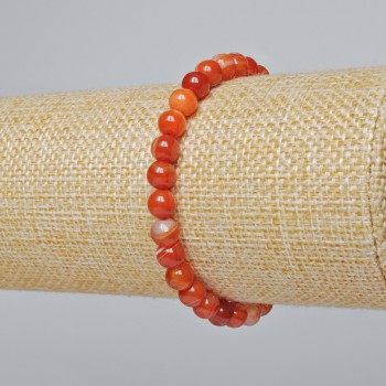 Armband aus Karneol – Naturstein, glatte Kugeln, Durchmesser ca. 6 mm, Länge ca. 18 cm (Stretch-Armband)